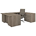 Bush Business Furniture Office 500 72"W U-Shaped Executive Desk With Drawers And High-Back Chair, Modern Hickory, Premium Installation