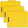 Smead® Pressboard Colored Classification Folders, 2 Fasteners, 2 Dividers, Letter Size, 2" Expansion, 2/5 Tab Cut, 100% Recycled, Yellow, Box Of 10 1 thumbnail image