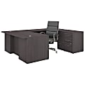 Bush Business Furniture Office 500 72"W U-Shaped Executive Desk With Drawers And High-Back Chair, Storm Gray, Premium Installation
