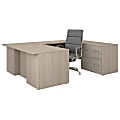 Bush Business Furniture Office 500 72"W U-Shaped Executive Desk With Drawers And High-Back Chair, Sand Oak, Premium Installation