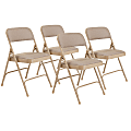 National Public Seating 2200 2-Hinge Folding Chairs, Beige, Set Of 4 Chairs