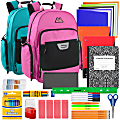 Summit Ridge Multi-Pocket Reflective Collegiate Backpacks With 45-Piece School Supply Kits, Pink/Teal, Total Qty 24 1 thumbnail image