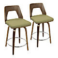 LumiSource Trilogy Counter Stools, Walnut/Green, Set Of 2 Stools 1 thumbnail image