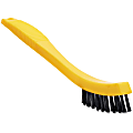 Rubbermaid Commercial Tile/Grout Brush - 0.80" Plastic Bristle - 8.5" Overall Length - 12 / Carton - Black, Yellow