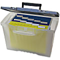 Storex® Portable Storage File Box, 12" x 14 1/2" x 10 1/2", Clear/Silver