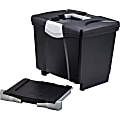 Storex Portable file Box with Drawer - External Dimensions: 11.5"x 14.3" Depth x 13" - Latch Lock Closure - Plastic - Black -  - 61523U01C 1 thumbnail image