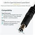 StarTech.com 1m USB to Type N Barrel 5V DC Power Cable - USB A to 5.5mm DC - Charge your 5V DC devices from your computer through a USB port - usb to 5v dc power cable - usb to 5.5mm - usb to dc plug