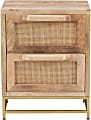 Powell Braden 23"H Rattan Cabinet With 2 Drawers, Natural/Gold