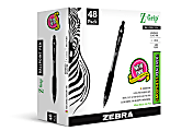 Zebra® Pen Z-Grip® Retractable Ballpoint Pens, Pack Of 48, Medium Point, 1.0 mm, Clear Barrel, Black Ink 1 thumbnail image