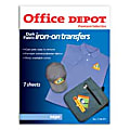 Office Depot® Inkjet Iron-On T-Shirt Transfers, Dark Fabrics, Pack Of 7 Sheets