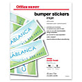 Office Depot® Brand Inkjet Bumper Stickers, Matte, 4 1/4" x 11", White, Pack Of 14