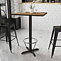 Flash Furniture Rectangular Laminate Table Top With Bar Height Table Base And Foot Ring, 43-3/16”H x 24”W x 30”D, Walnut