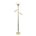 Lalia Home Torchiere Floor Lamp With 2 Reading Lights, 71"H, Gold/White
