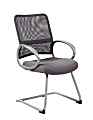 Boss Office Products Mesh Guest Chair, Charcoal Gray/Pewter