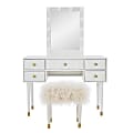 Linon Rhodri Lighted Vanity And Stool Set, White 1 thumbnail image