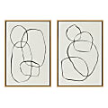 Uniek Kate And Laurel Sylvie Framed Canvas Wall Art, 23" x 33", Modern Circles And Going In Circles, Natural, Set Of 2