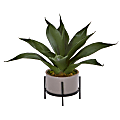 Nearly Natural Agave Succulent 14”H Plastic Plant With Decorative Planter, 14”H x 9”W x 9”D, Green