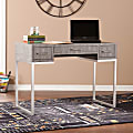 SEI Furniture Carabelle Reptile 43"W Writing Desk, Black/Gray/Silver