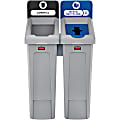 Rubbermaid Commercial Slim Jim Recycling Station - 2-Stream - 23 gal Capacity - Rectangular - Recyclable, Hinged Lid - Resin - Gray - 1 Each
