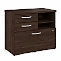 Bush Business Furniture Studio C 17"D Vertical File Cabinet With Drawers and Shelves, Black Walnut, Delivery
