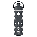 LifeFactory Glass Water Bottle With Active Flip Cap And Protective Silicone Sleeve, 22 Oz, Carbon 1 thumbnail image
