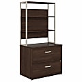 Bush Business Furniture Hybrid 35-11/16"W x 23-3/8"D Lateral 2-Drawer File Cabinet With Shelves, Black Walnut, Standard Delivery