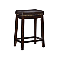 Linon Walker Backless Faux Leather Counter Stool, Dark Brown/Brown