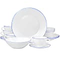 Gibson Elite Oster Juego De Vajilia 16-Piece Opal Glass Dinnerware Set, White