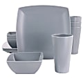 Gibson Home 12-Piece Grayson Melamine Square Dinnerware Set, Gray 1 thumbnail image