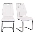 Eurostyle Lexington Side Chairs, White/Brushed Steel, Set Of 2 Chairs