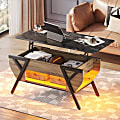 Bestier Lift-Top Coffee Table with LED Light, 25-1/4”H x 41-3/4”W x 19-3/4”D, Pinewood 1 thumbnail image