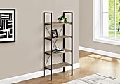 Monarch Specialties Riva 48"H 4-Shelf Bookshelf, Dark Taupe