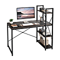 Bestier Modern 48"W Office Computer Desk With Storage Shelf & Headset Hook, Dark Walnut