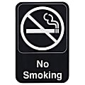 Winco No Smoking Sign, 9" x 6", Black/White