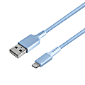 iHome Sandspray Nylon Lightning To USB-A Cable, 6', Blue
