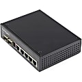 StarTech.com Industrial 5 Port Gigabit Ethernet Switch 5 PoE RJ45 +2 SFP Slots 30W PoE+ 48VDC 10/100/1000 Mbps -40C to 75C w/DIN Connector - Industrial 5 Port Gigabit Ethernet Switch - Up to 30W per 4 PoE ports