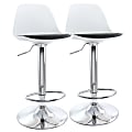 Elama Adjustable Bar Stools, Black/White, Set Of 2 Stools