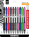 Zebra® Pen SARASA® Retractable Gel Pens, Pack Of 10, Medium Point, 0.7 mm, Clear Barrel, Assorted Ink Colors