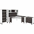 Bush® Furniture Somerset 72"W L-Shaped Desk With Hutch, Lateral File Cabinet And Bookcase, Storm Gray/White, Standard Delivery 1 thumbnail image