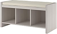 Ameriwood Home Penelope Entryway Storage Bench With Cushion, 17-15/16"H x 35-15/16"W x 15-15/16"D, Ivory