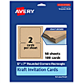 Avery® Printable Invitation Cards, 5" x 7" Rectangle Rounded Corners, Kraft Brown, Pack Of 100 1 thumbnail image