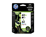 HP 62XL Black/62 Tri-Color High-Yield Ink Cartridges, Pack Of 2, N9H67FN