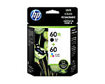 HP 60XL/60 High-Yield Black And Tri-Color Ink Cartridges, Pack Of 2, N9H59FN