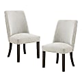 Office Star Evelina Fabric/Wood Dining Chairs, 37-3/4”H x 21”W x 26”D, Emmons Azure, Pack Of 2 Chairs