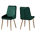 Baxton Studio Priscilla Dining Chairs, Green/Gold, Set Of 2 Chairs