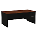 WorkPro® Modular 72"W x 36"D Right Pedestal Desk, Black/Walnut