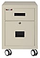 FireKing 18"W Vertical 2-Drawer Mobile Locking File Cabinet, Metal, Parchment, White Glove Delivery