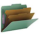 Smead® Classification Folders, Pressboard With SafeSHIELD® Fasteners, 2 Dividers, 2" Expansion, Letter Size, Green, Box Of 10