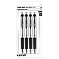 uni-ball® RT Retractable Gel Pens, Gel Impact®, Bold Point, 1.0 mm, Silver Barrels, Black Ink, Pack Of 4