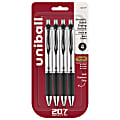 uni-ball® RT Retractable Gel Pens, Gel Impact®, Bold Point, 1.0 mm, Silver Barrels, Black Ink, Pack Of 4